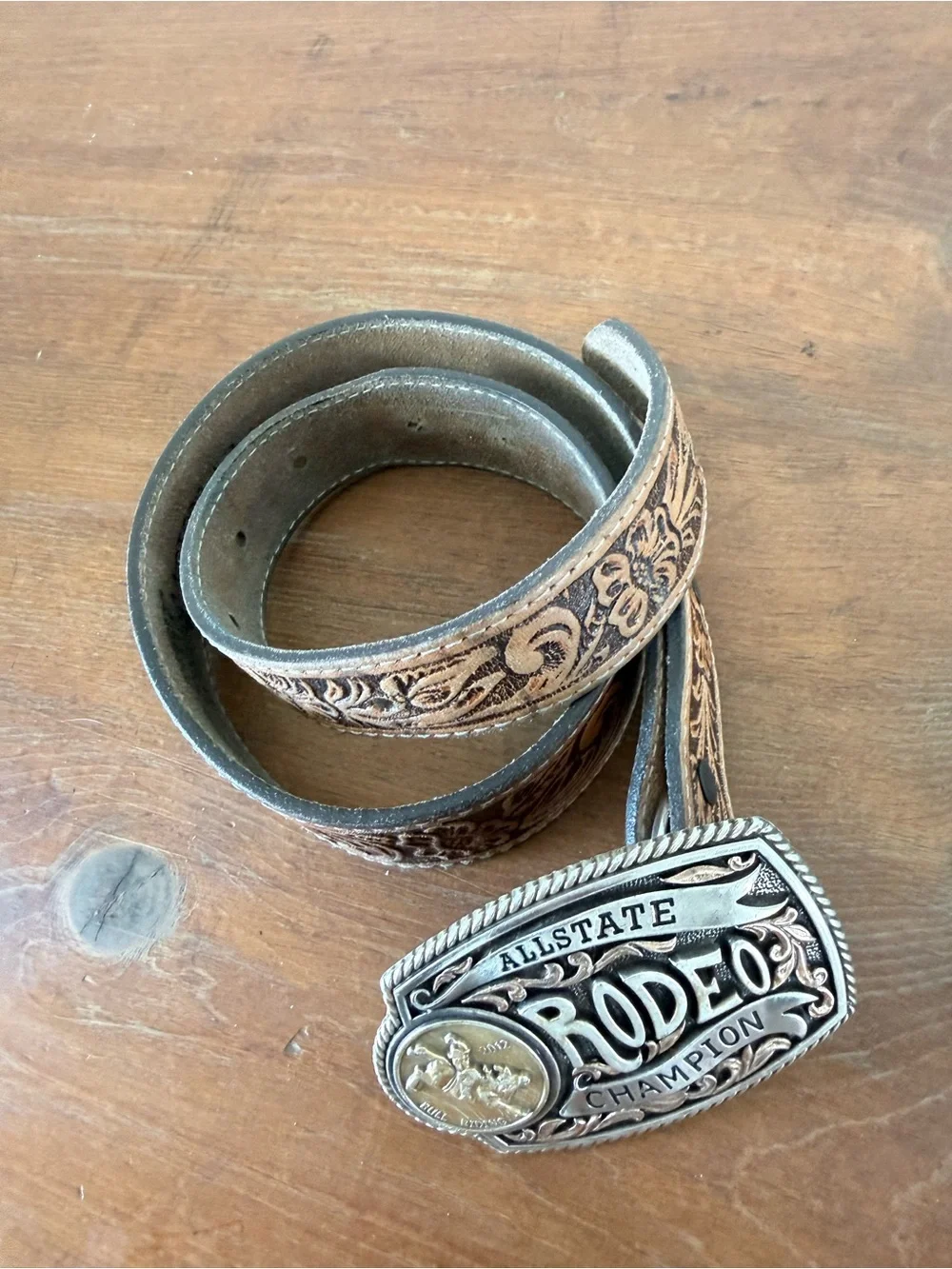 Kids Brown Leather Belt with Decorative Buckle